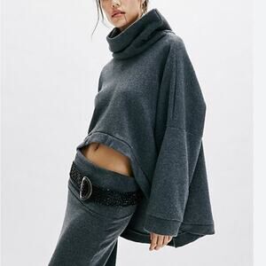 Free People Free-est Millie Reversible Sweater Size S Boho Lagenlook Artsy